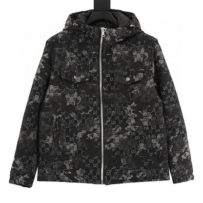 Gucci Splatter-Paint Hooded Down Jacket