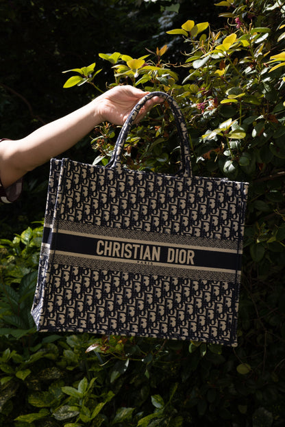 Christian Dior Book Tote Large Oblique Blue Rovelle Bags