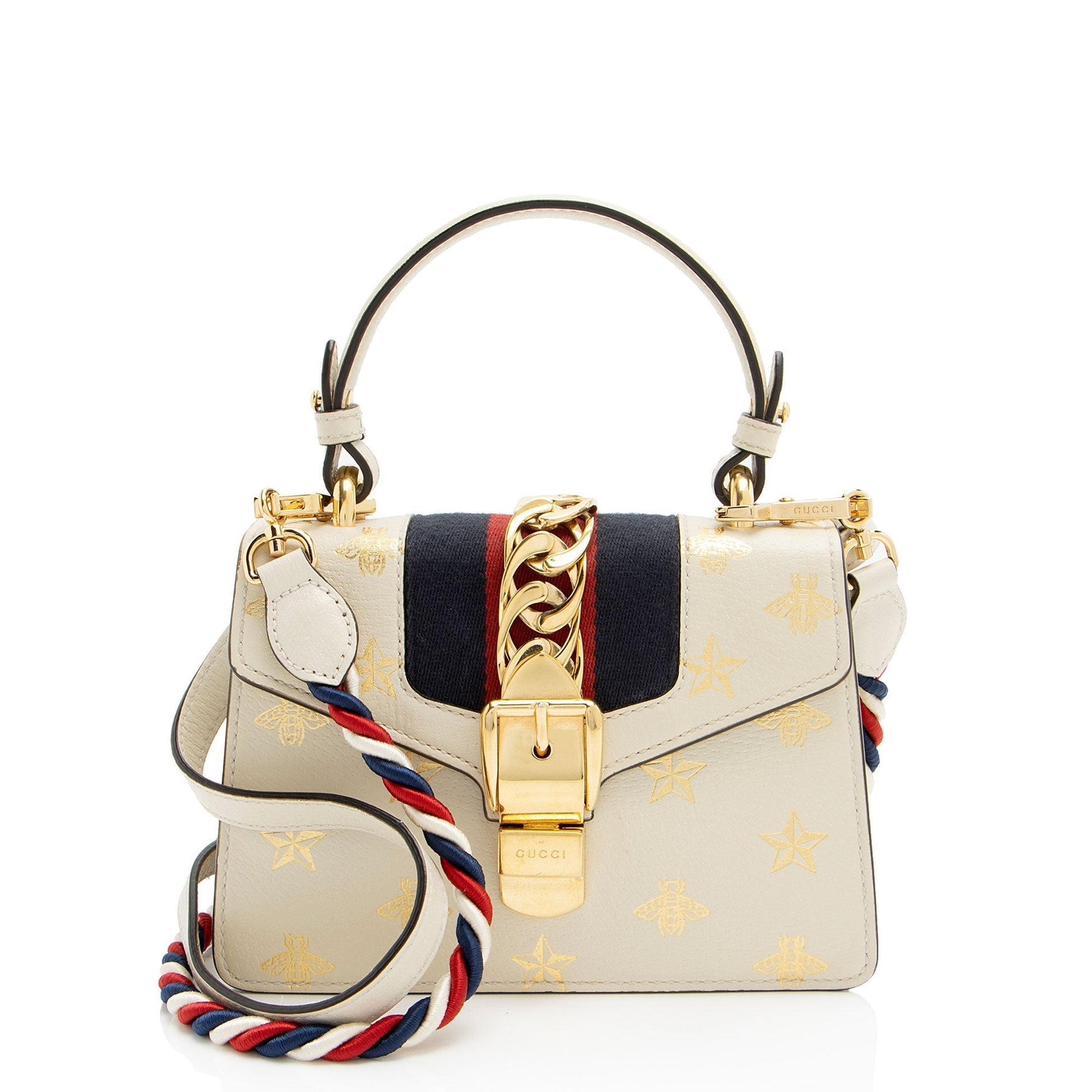 Gucci Calfskin Bee & Star Sylvie Mini Top Handle Rovelle Bags