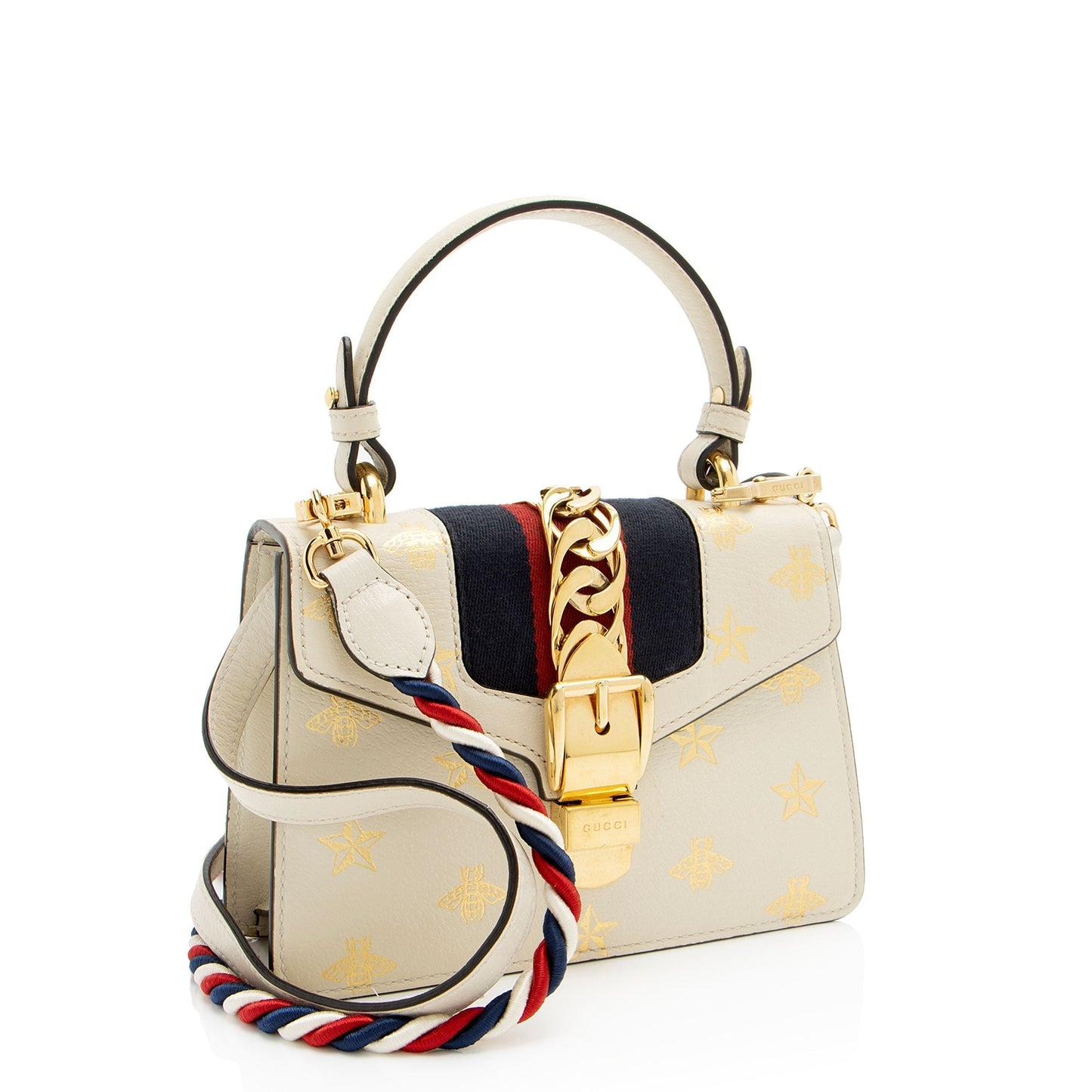 Gucci Calfskin Bee & Star Sylvie Mini Top Handle Rovelle Bags