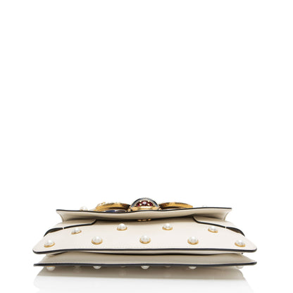 Gucci Calfskin Pearl Bee Broadway Mini Shoulder Bag Rovelle Bags