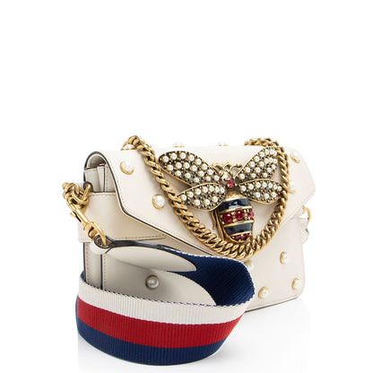 Gucci Calfskin Pearl Bee Broadway Mini Shoulder Bag Rovelle Bags