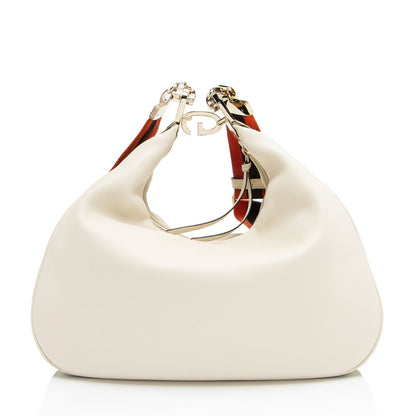 Gucci Calfskin Web Attache Large Shoulder Bag Rovelle Bags