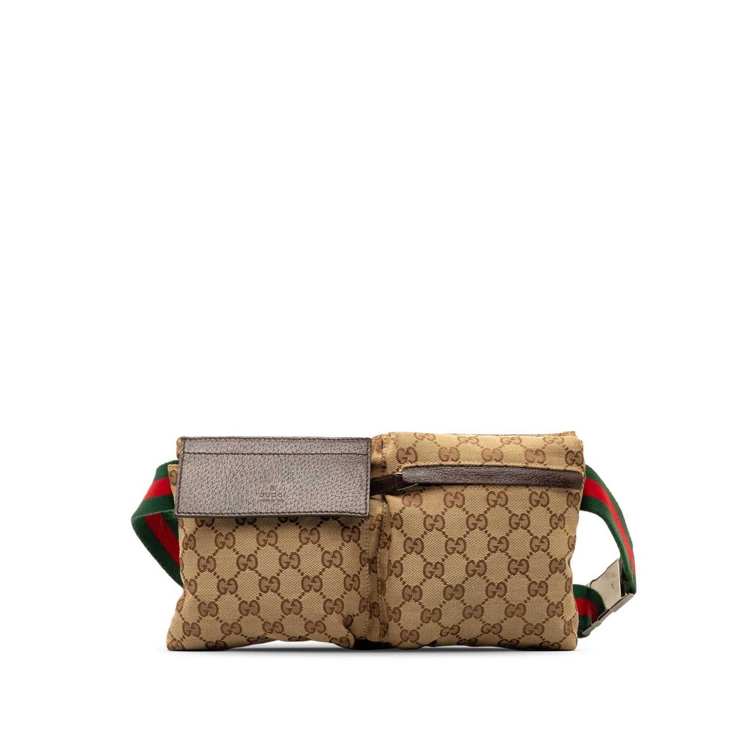 Gucci GG Canvas Web Double Pocket Belt Bag (SHG-aZbnST) Rovelle Bags