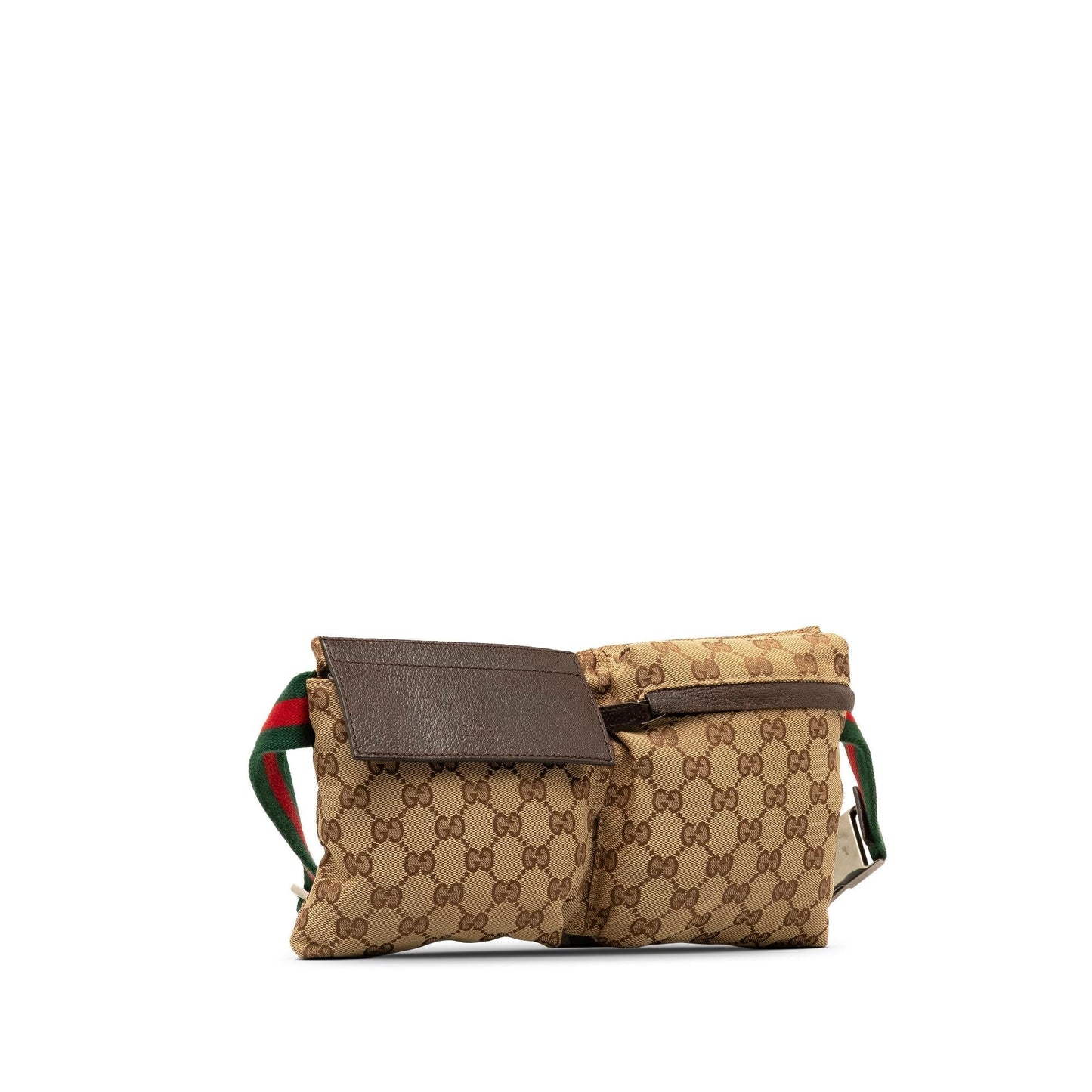 Gucci GG Canvas Web Double Pocket Belt Bag (SHG-aZbnST) Rovelle Bags