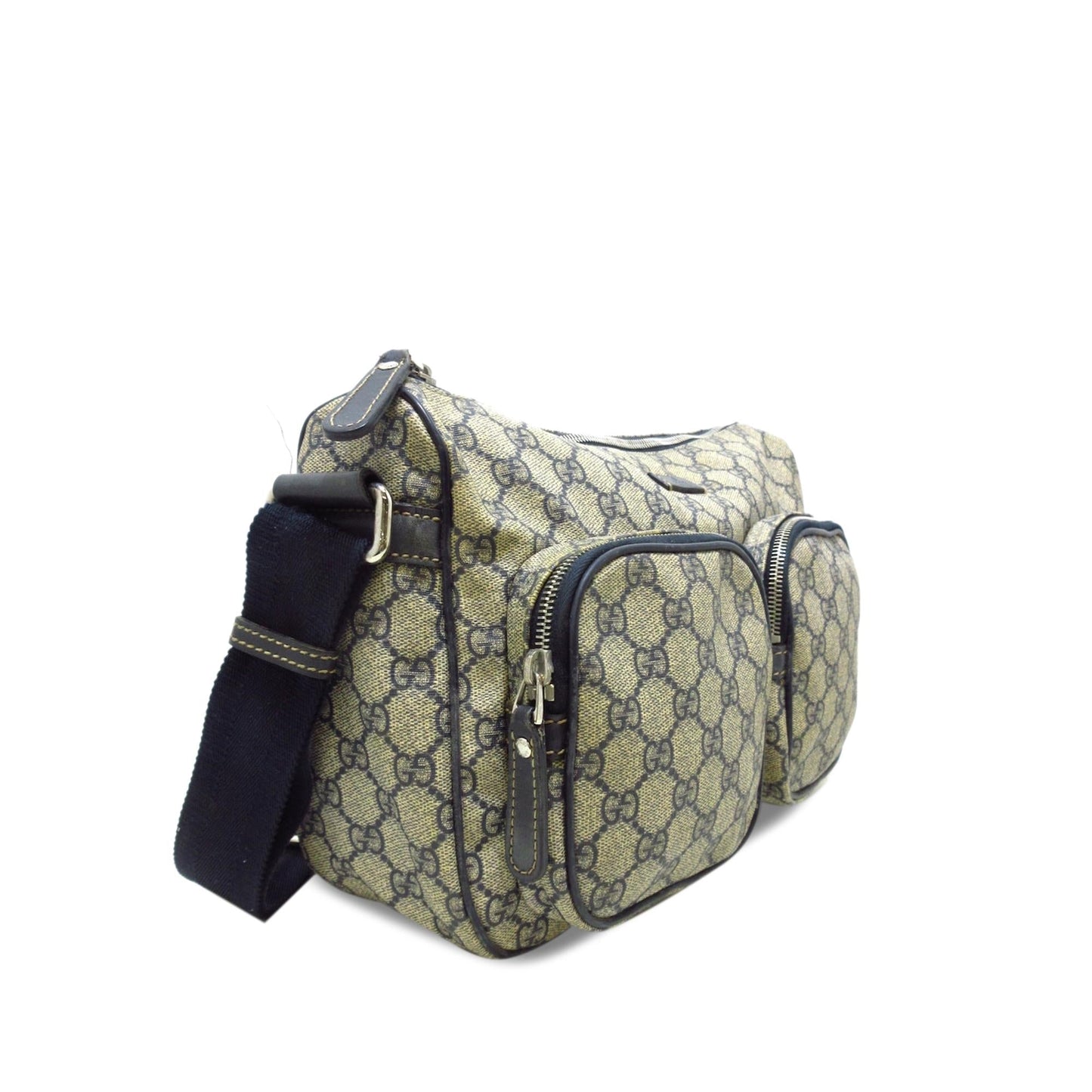 Gucci GG Supreme Double Pocket Crossbody (SHG-0tXOCu) Rovelle Bags