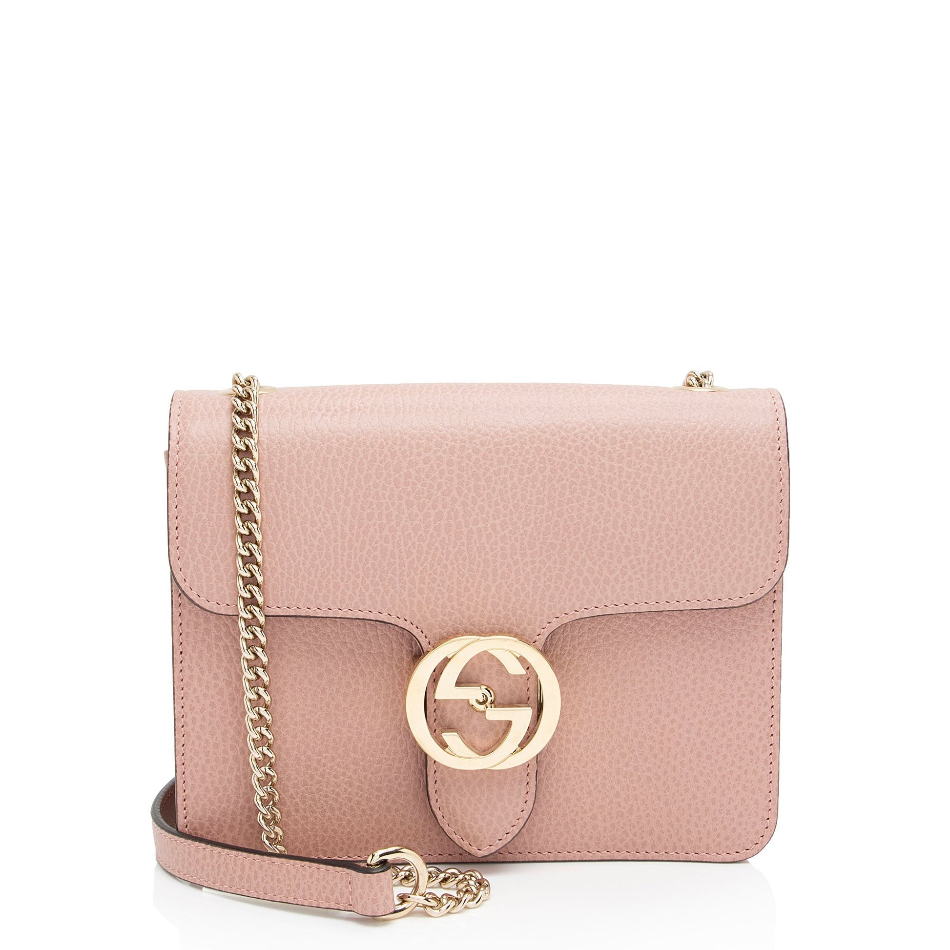 Gucci Grained Calfskin Interlocking G Small Shoulder Bag (SHF-BPuIFX) Rovelle Bags
