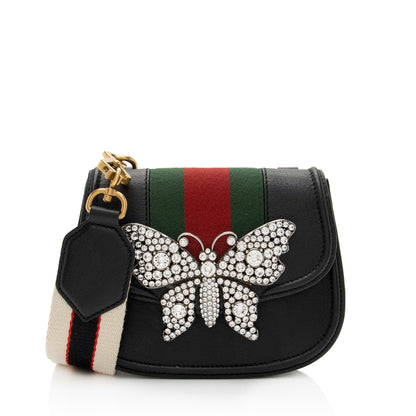 Gucci Leather Crystal Butterfly Linea Totem Small Crossbody (SHF-EzIHWx) Rovelle Bags