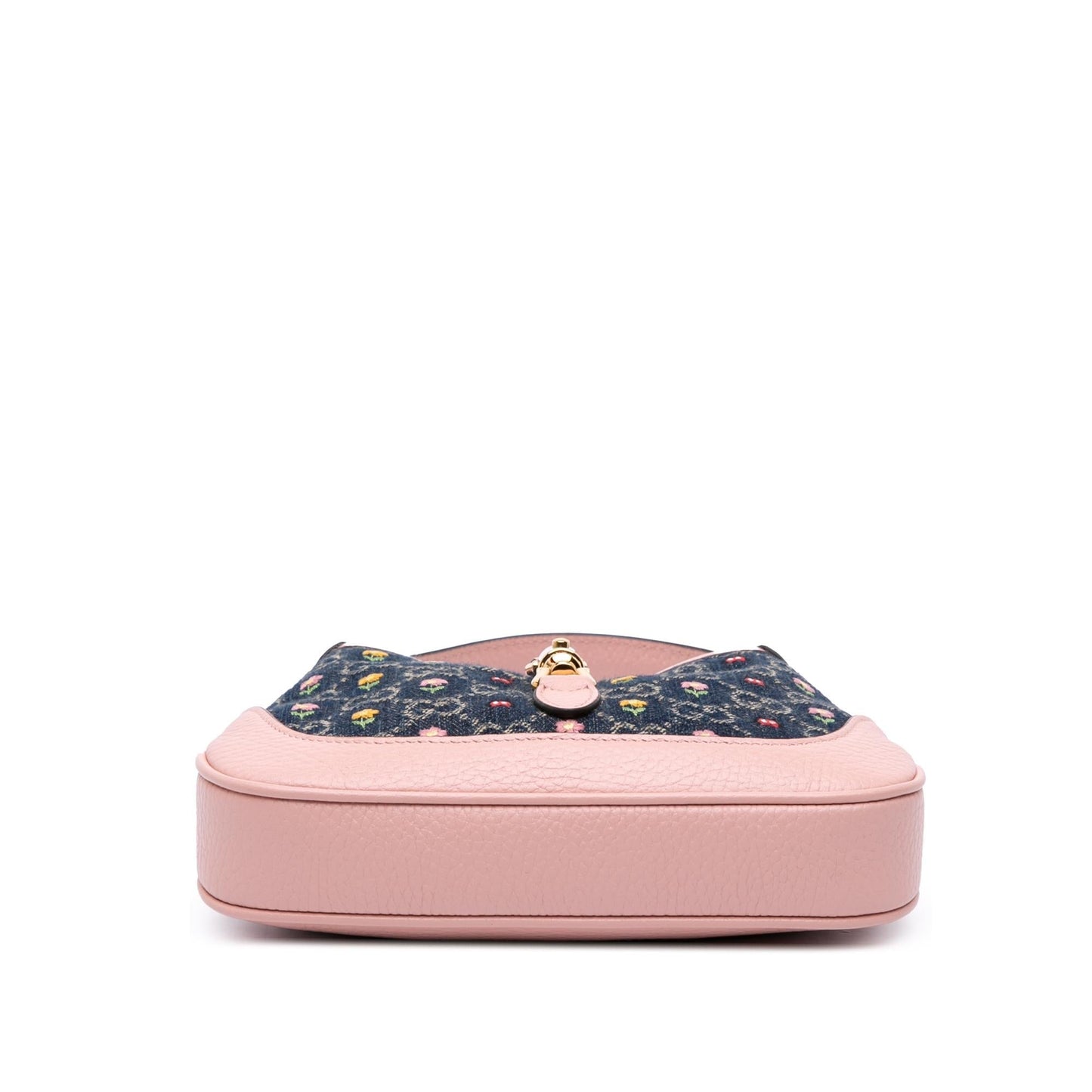 Gucci Limited Edition Mini GG Denim Embroidered Floral Jackie 1961 Crossbody Rovelle Bags