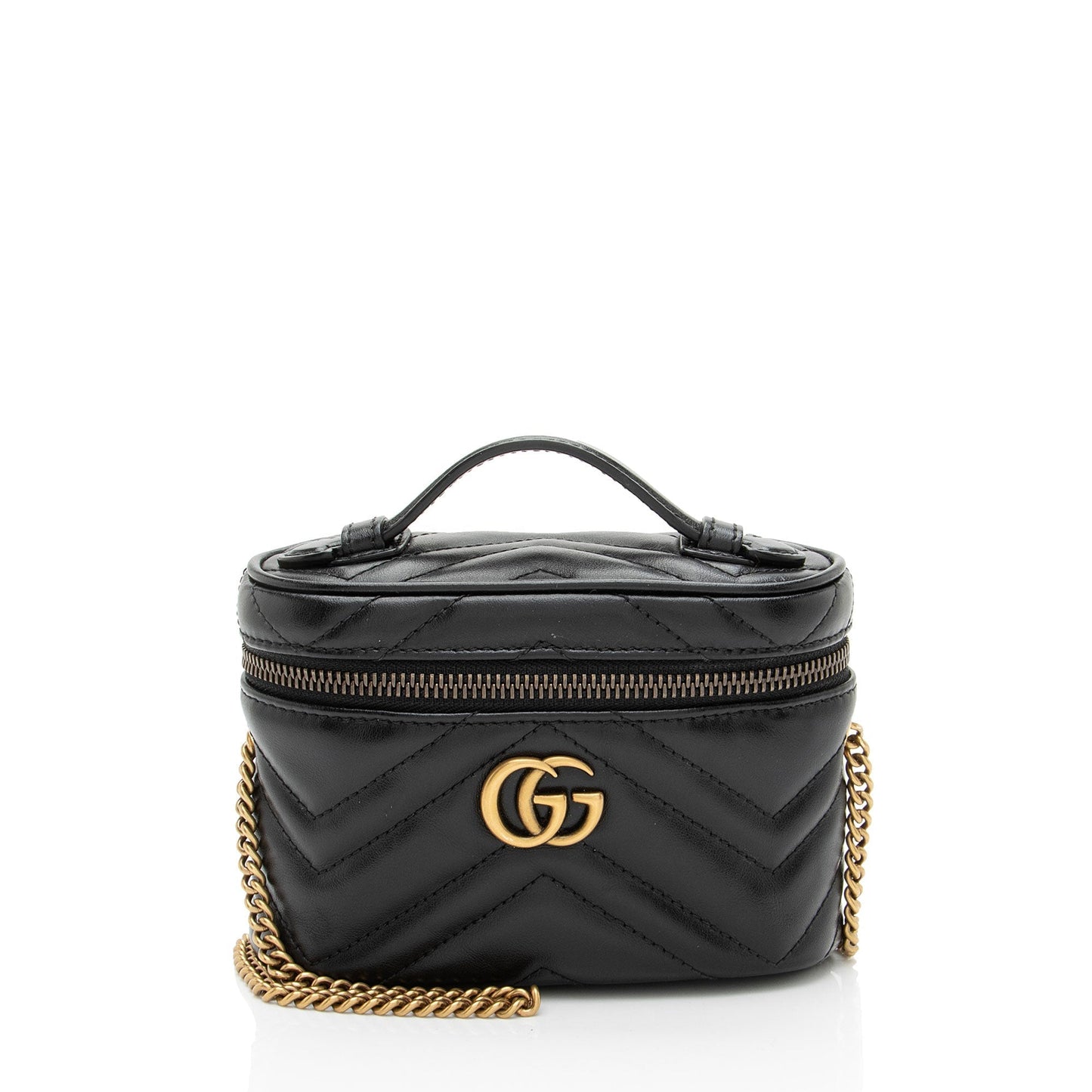 Gucci Matelasse Leather GG Marmont Mini Vanity Top Handle Rovelle Bags