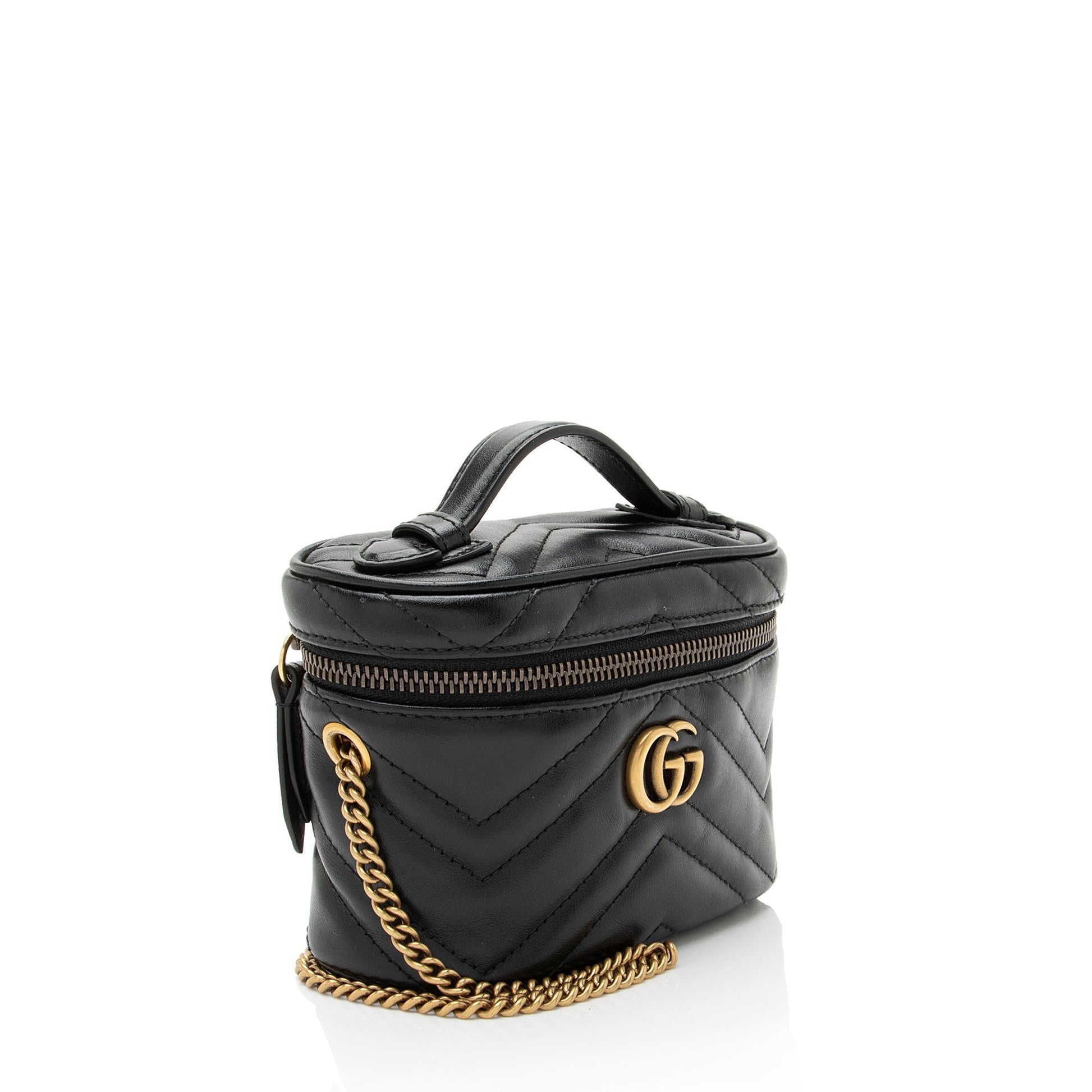 Gucci Matelasse Leather GG Marmont Mini Vanity Top Handle Rovelle Bags
