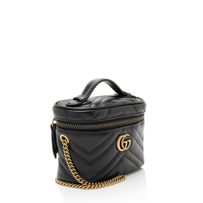 Gucci Matelasse Leather GG Marmont Mini Vanity Top Handle Rovelle Bags