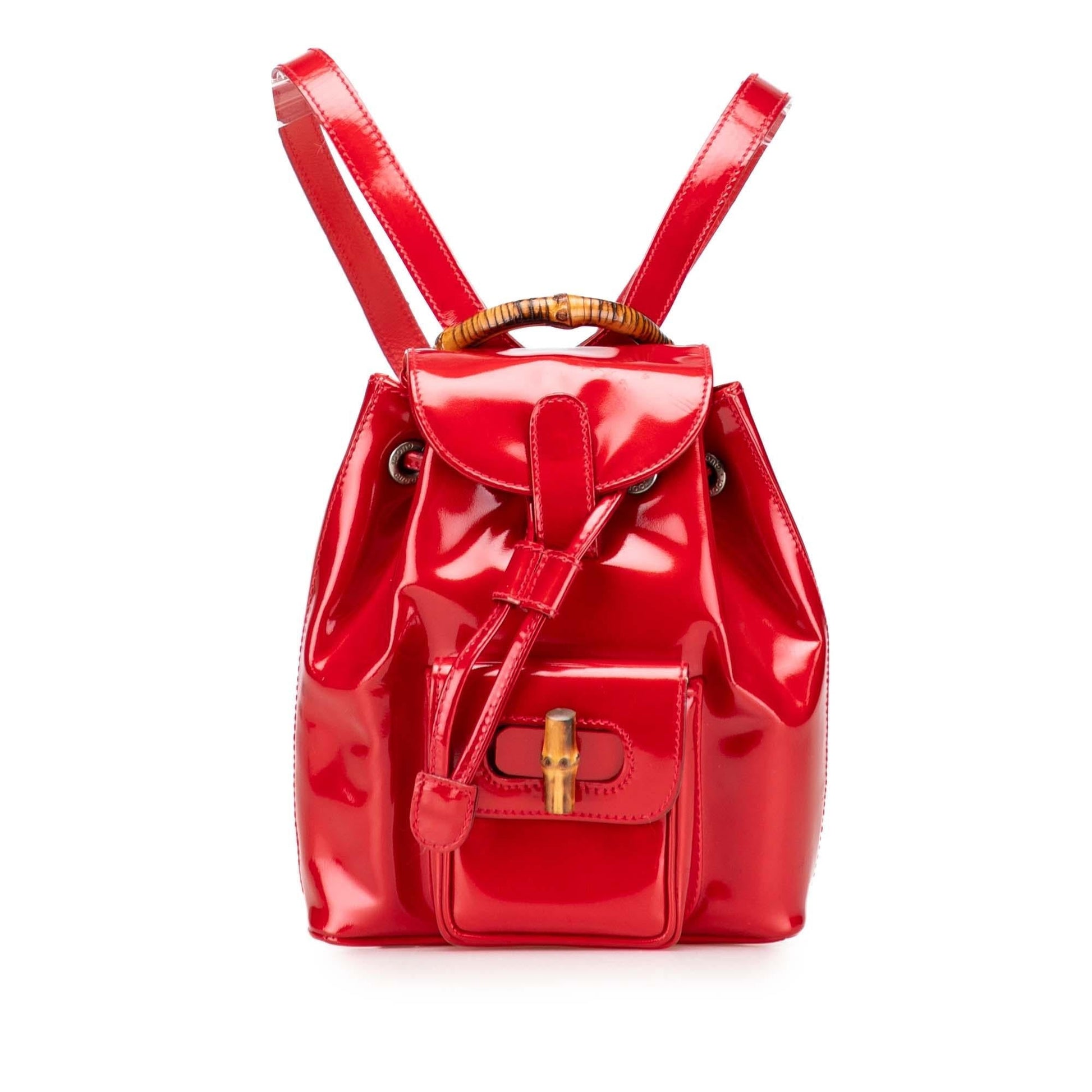 Gucci Mini Patent Bamboo Drawstring Backpack Rovelle Bags