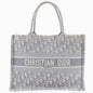 Christian Dior Tote Bag cotton Light gray Embroidery Oblique Book Tote Medium Women Rovelle Bags