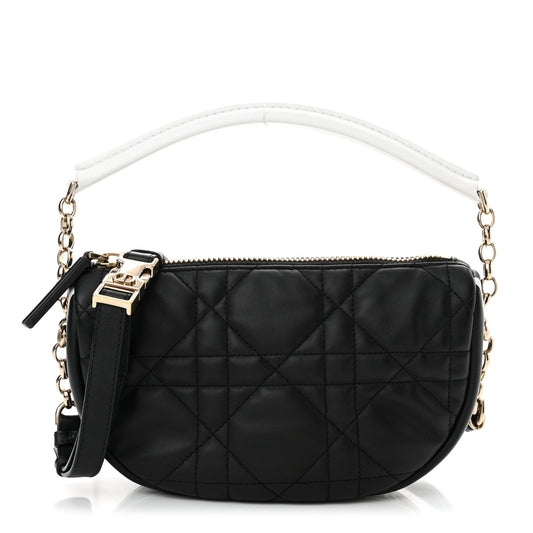 Christian Dior Lambskin Cannage Small Dior Vibe Hobo Bag Black Rovelle Bags