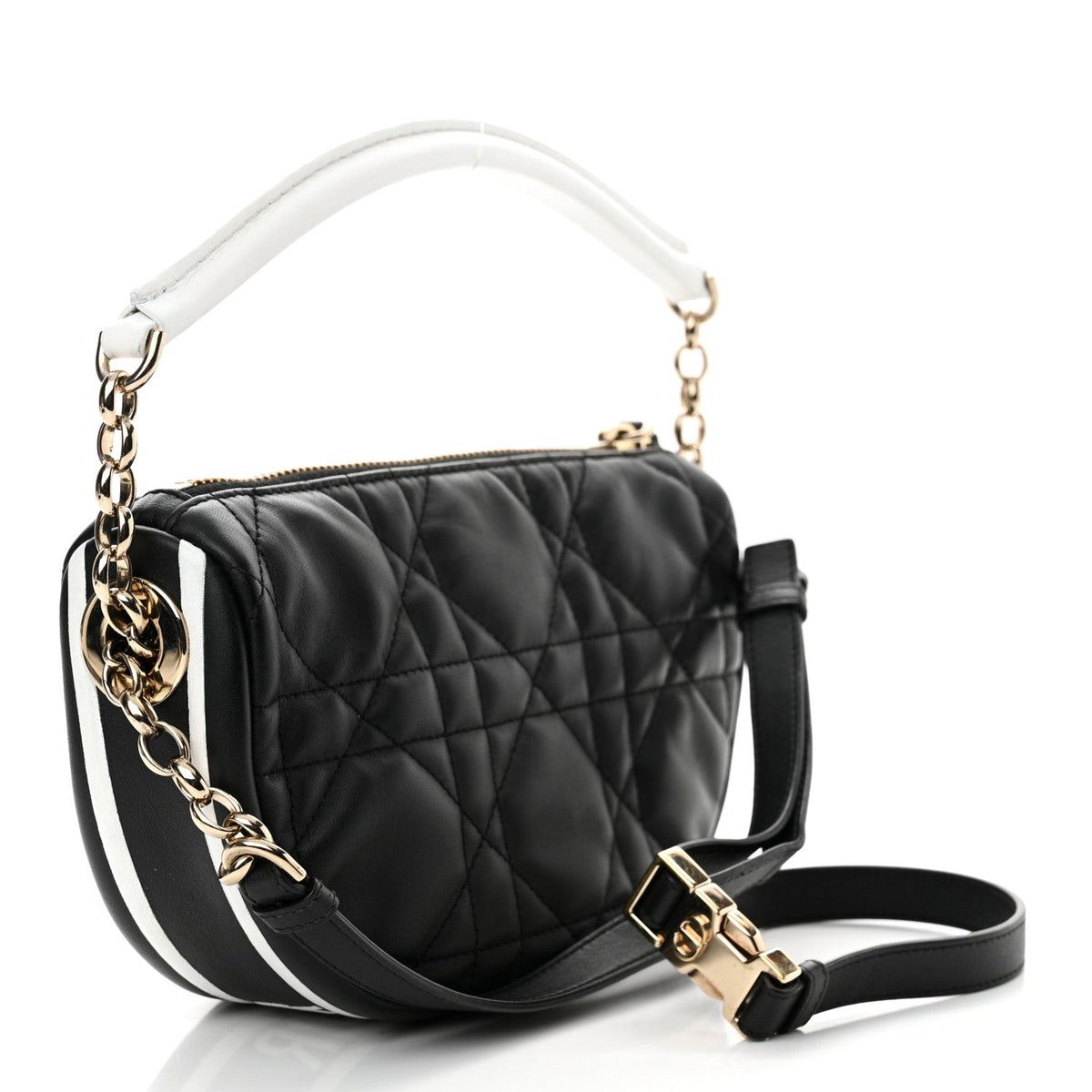 Christian Dior Lambskin Cannage Small Dior Vibe Hobo Bag Black Rovelle Bags
