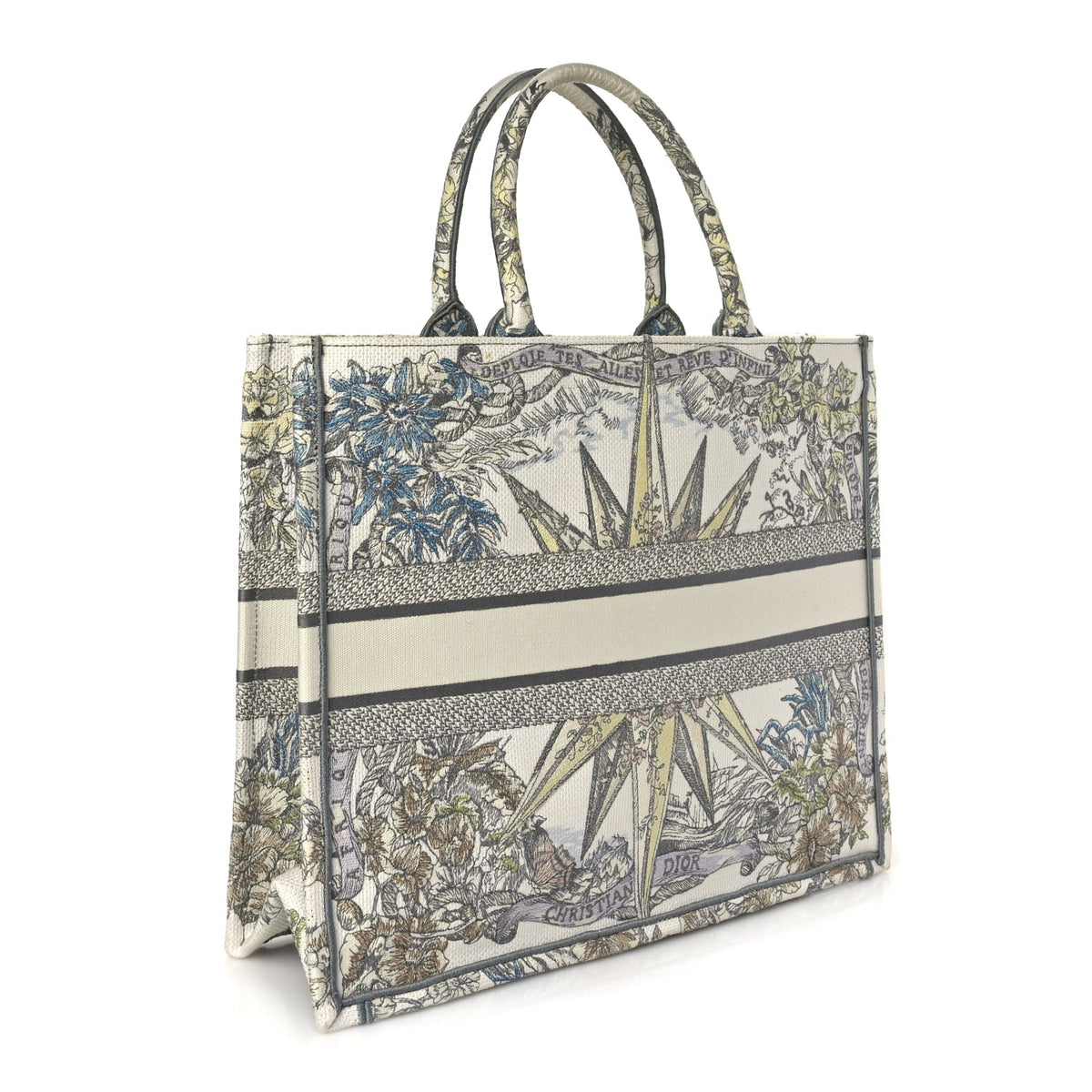 Christian Dior Canvas Embroidered Large Rêve D'Infini Book Tote Multicolor Rovelle Bags