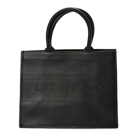 Christian Dior Calfskin Embossed Medium Book Tote Black Rovelle Bags