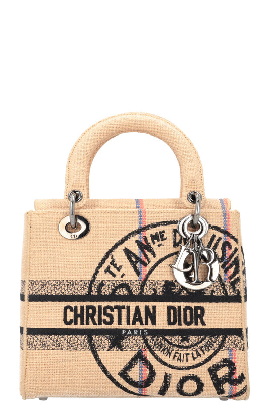 Christian Dior Lady D-Lite Medium Crossbody Bag Canvas Beige Rovelle Bags