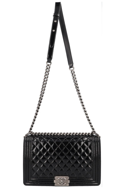 Chanel Boy Bag Large Patent Black Rovelle Bags