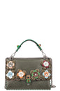 FENDI Flowerland Kan I Bag Embellished Leather Bag Green Rovelle Bags