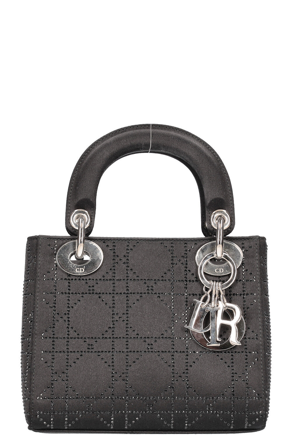 Christian Dior Mini Lady Dior Bag Cannage Strass Satin Black Rovelle Bags
