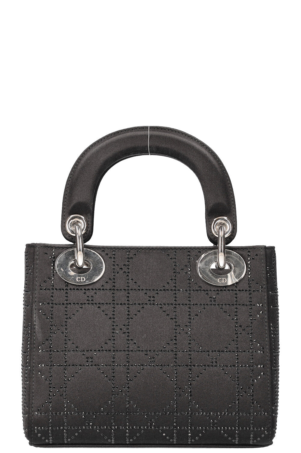 Christian Dior Mini Lady Dior Bag Cannage Strass Satin Black Rovelle Bags
