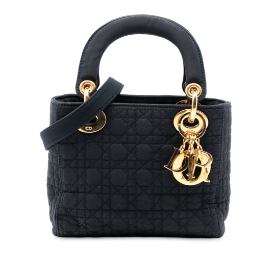 Black Dior Mini Nylon Cannage Lady Dior Satchel Rovelle Bags