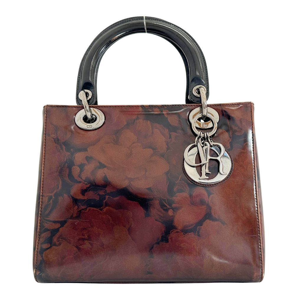 Christian Dior Handbag MA-0958 Patent leather Brown Lady Dior Women Rovelle Bags
