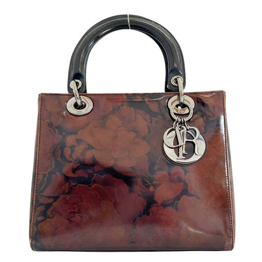 Christian Dior Handbag MA-0958 Patent leather Brown Lady Dior Women Rovelle Bags