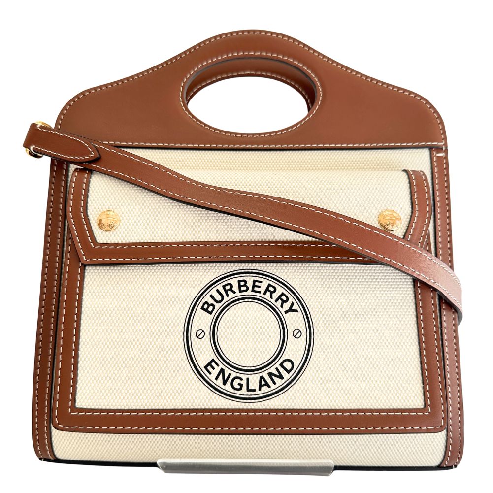 Burberry Pocket Calf Canvas Handbag