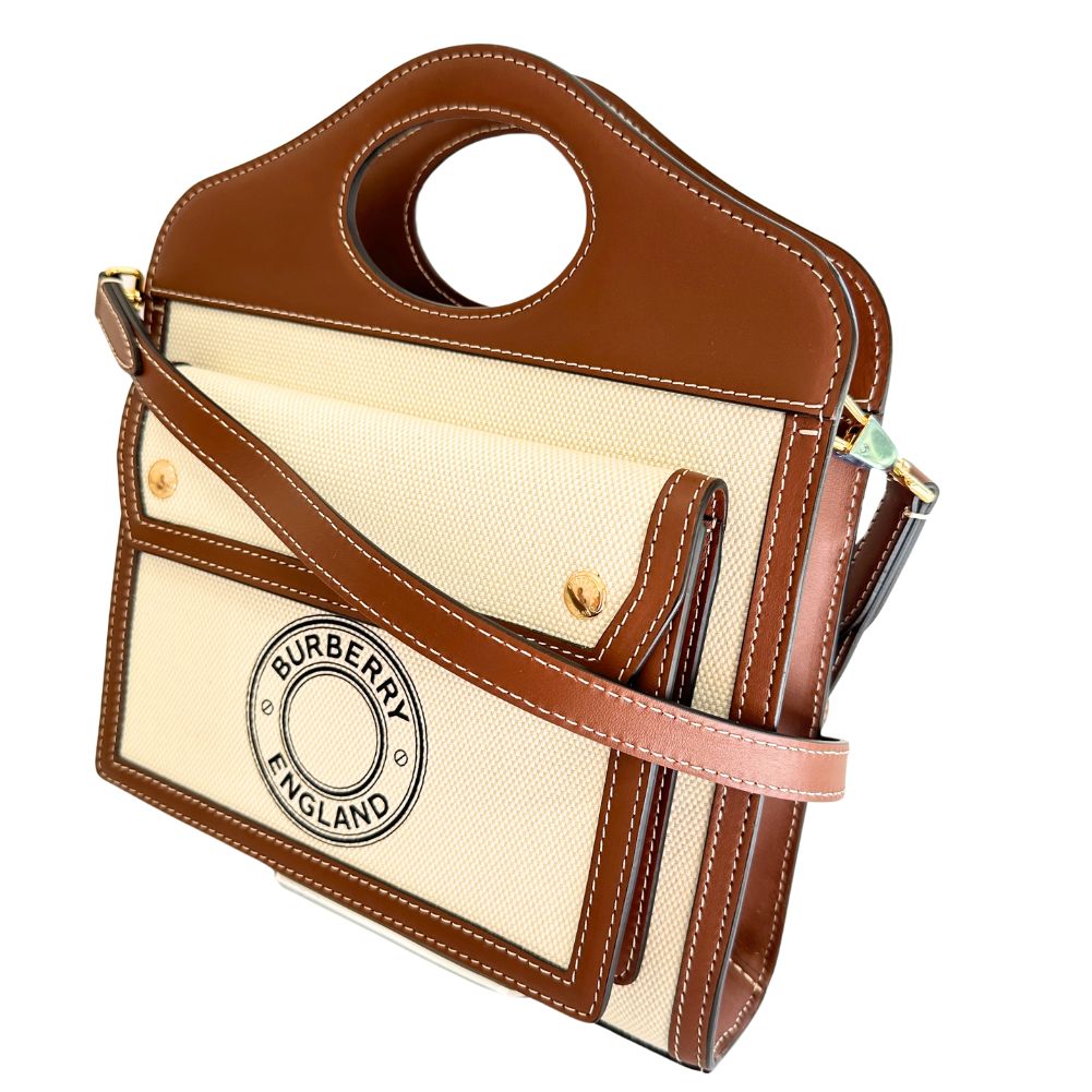 Burberry Pocket Calf Canvas Handbag