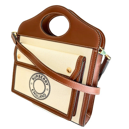 Burberry Pocket Calf Canvas Handbag