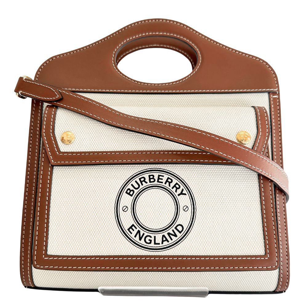 Burberry Pocket Calf Canvas Handbag