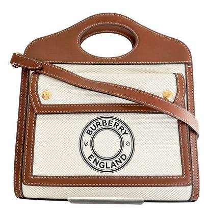 Burberry Pocket Calf Canvas Handbag
