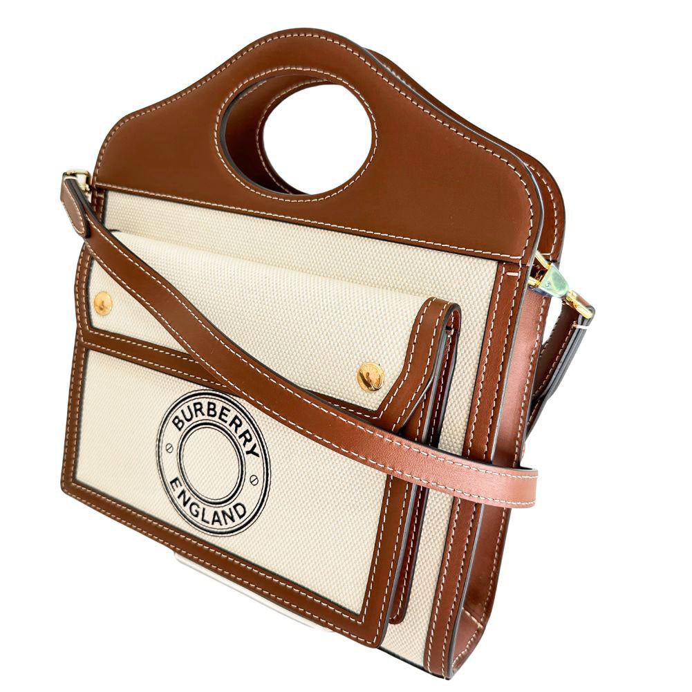 Burberry Pocket Calf Canvas Handbag