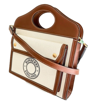 Burberry Pocket Calf Canvas Handbag