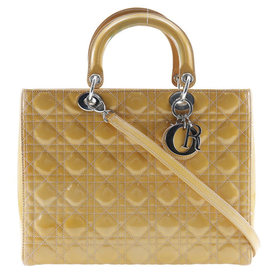 Christian Dior Handbag 09-BO-0174 Patent leather Orange Lady Dior Women Rovelle Bags