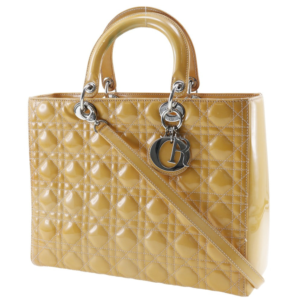Christian Dior Handbag 09-BO-0174 Patent leather Orange Lady Dior Women Rovelle Bags