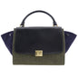 CELINE Handbag Felt, Calfskin Black / grey Trapeze Women