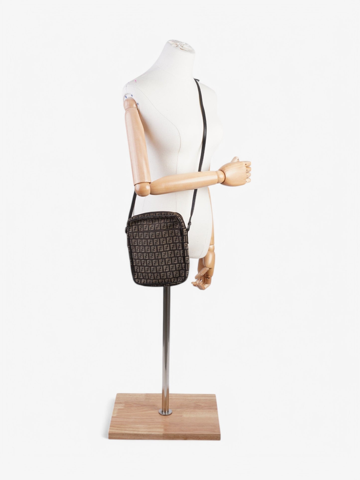 Fendi Zucchino Shoulder Bag Brown Canvas Rovelle Bags