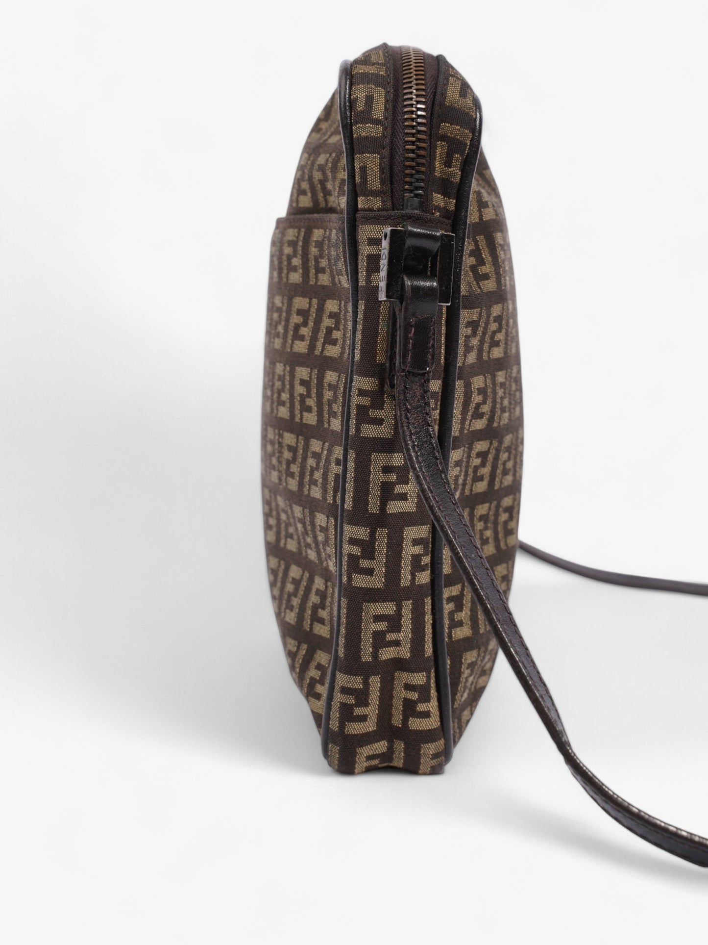 Fendi Zucchino Shoulder Bag Brown Canvas Rovelle Bags