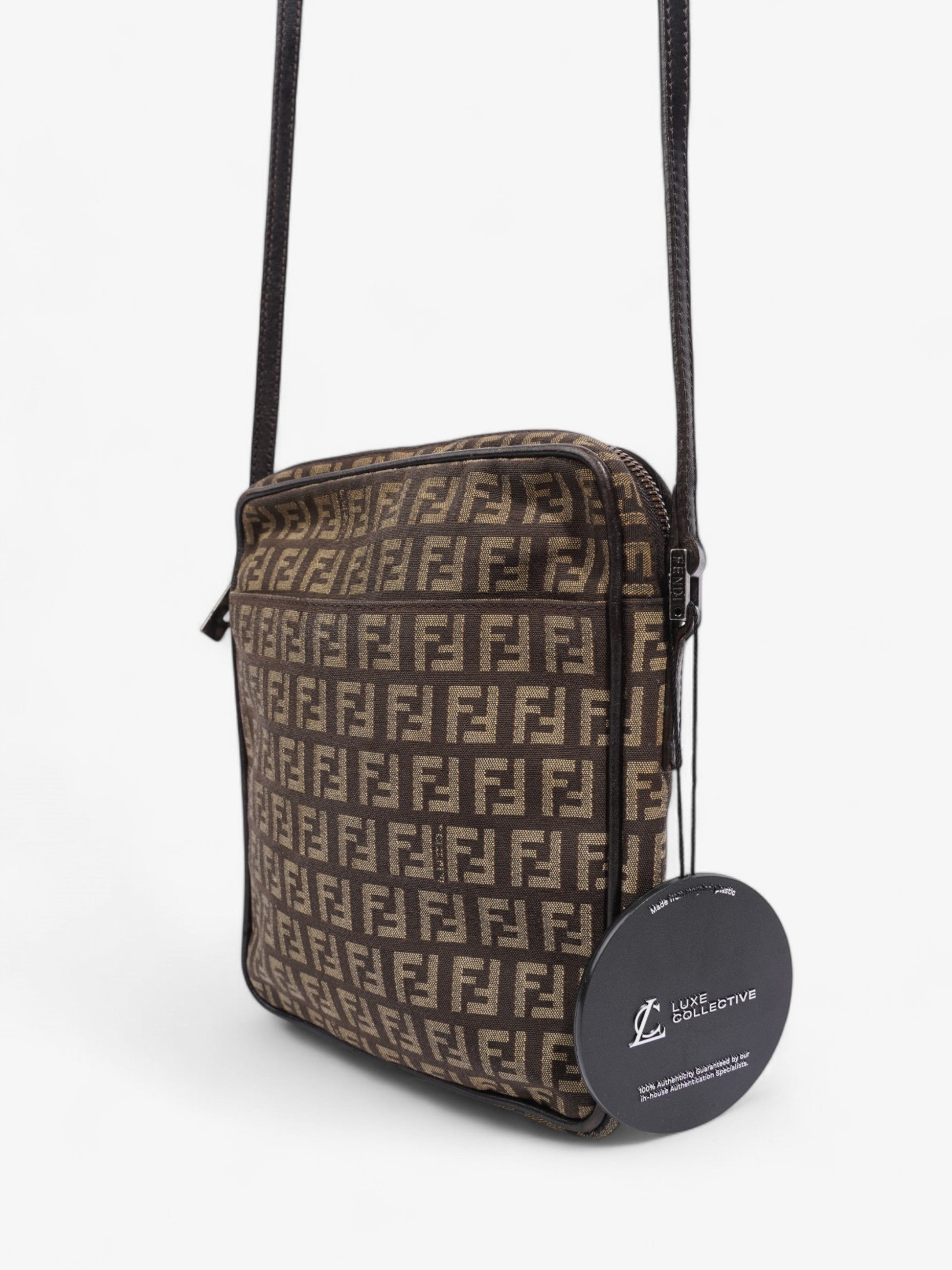 Fendi Zucchino Shoulder Bag Brown Canvas Rovelle Bags