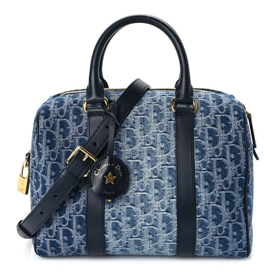 Christian Dior Denim Oblique Groove 25 Bag Blue Denim Rovelle Bags