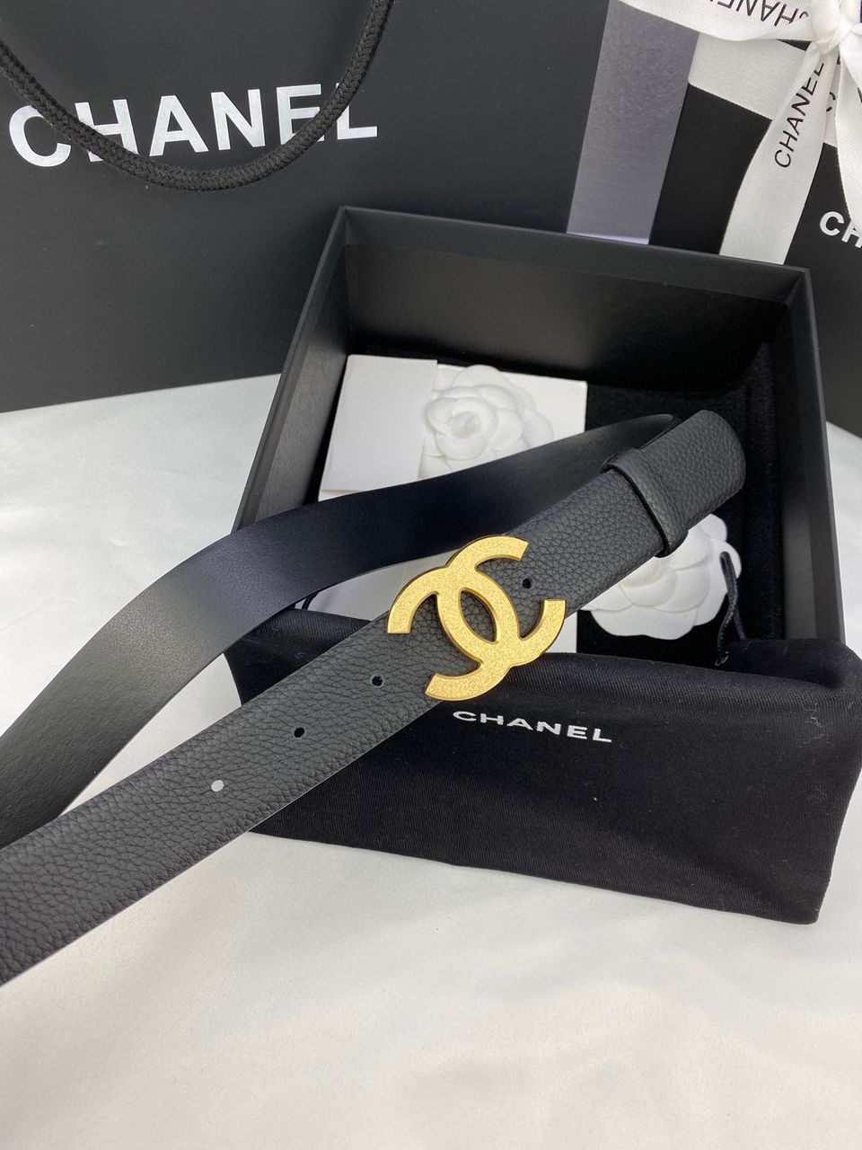 Chanel black leather Belt