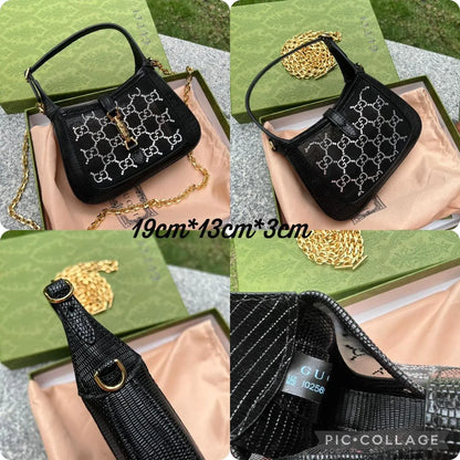 GUCCI CRYSTAL GG LIZARD JACKIE MIMI BAG