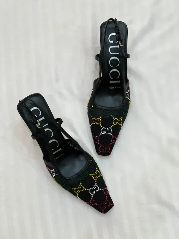 Gucci Squared Toe Leather Pumps