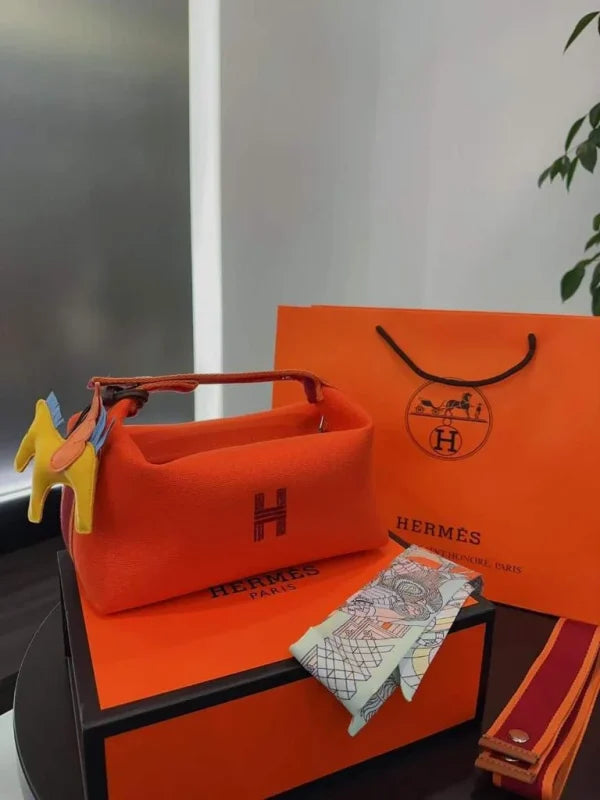 Hermes Trousse Bride-A-Brac Case Canvas Palladium Hardware In Variation