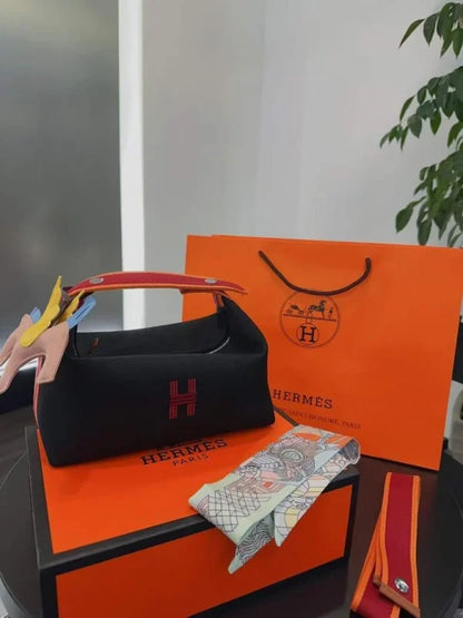 Hermes Trousse Bride-A-Brac Case Canvas Palladium Hardware In Variation