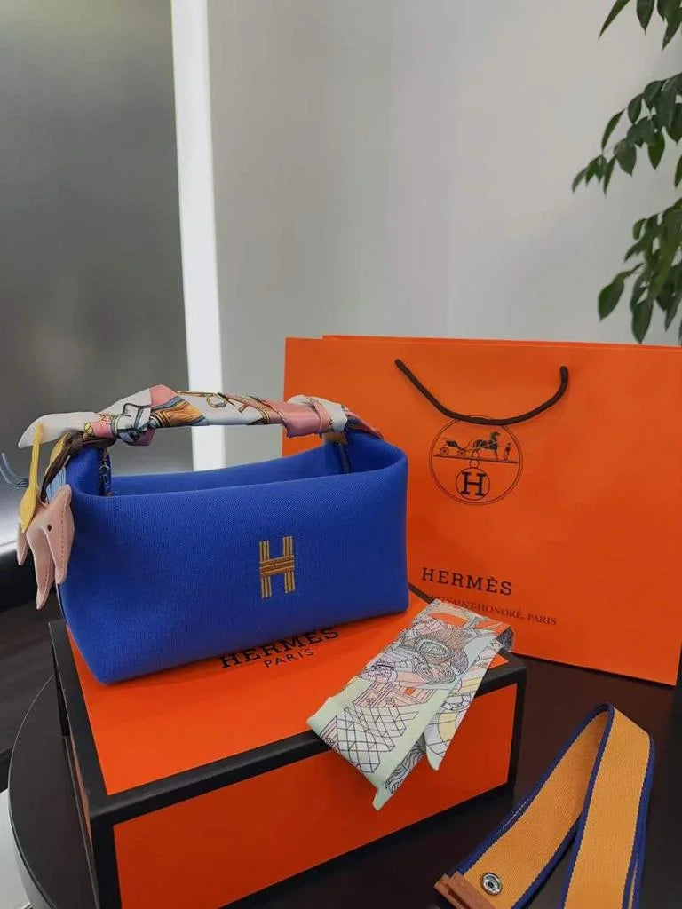 Hermes Trousse Bride-A-Brac Case Canvas Palladium Hardware In Variation
